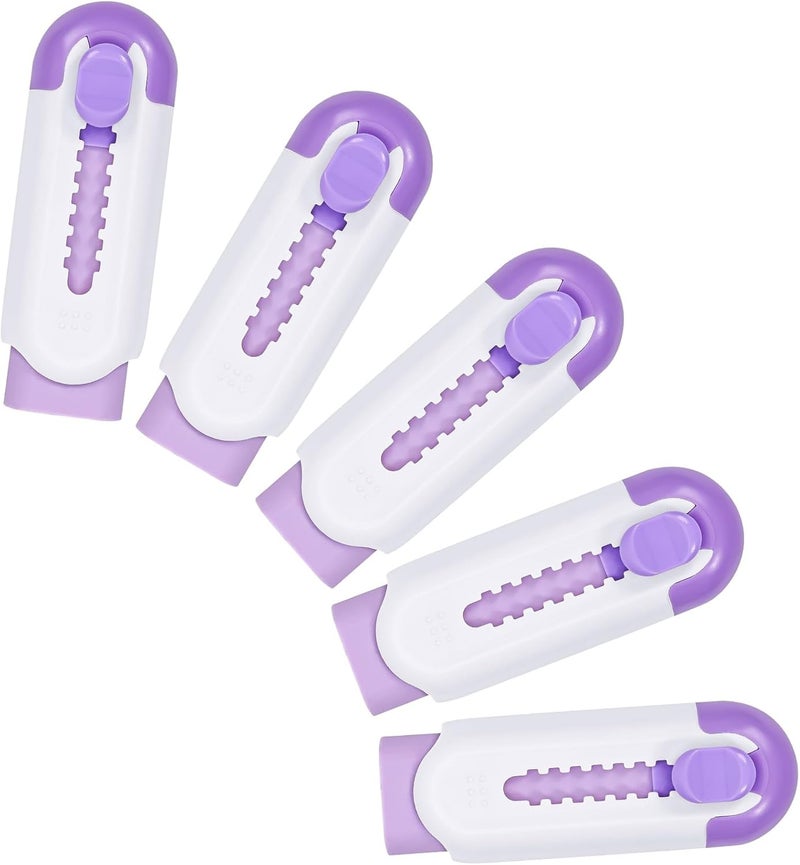 Muxdilu Pencil Erasers, Retractable Erasers for Pencils - White Purple, Pack of 5 - Image 3